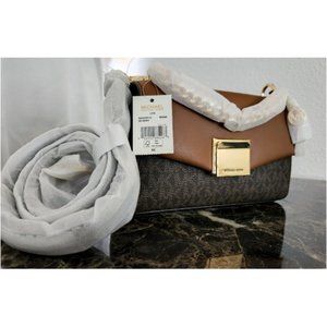 Michael Kors Lita Chain Crossbody Brown Signature Handbag
